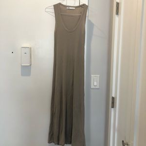 Zara Maxi Beige Ribbed Dress